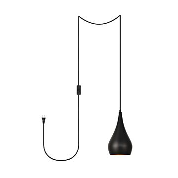 Nora 1-Light Plug in Pendant in Black