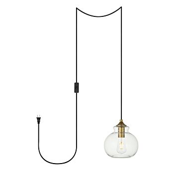 Destry 1-Light Plug in Pendant in Brass