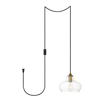 Destry 1-Light Plug in Pendant in Brass