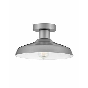 Hinkley Forge 1-Light Flush Mount Outdoor Ceiling Light In Antique Brushed Aluminum