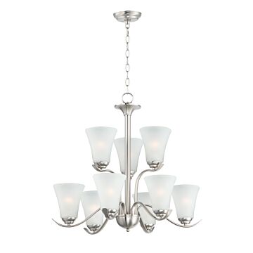 Vital Nine Light Chandelier in Satin Nickel by Maxim