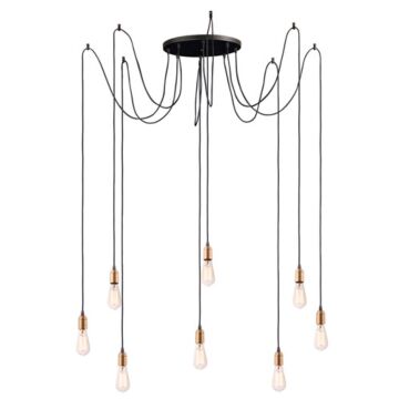 Early Electric Eight Light Pendant in Black   Antique Brass by Maxim