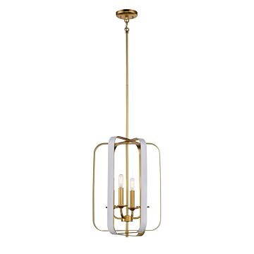 Minka Lavery Aureum 4 Light Pendant Light in Matte White With Honey Gold