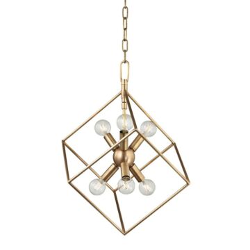 Roundout Six Light Pendant in Aged Brass by Hudson Valley