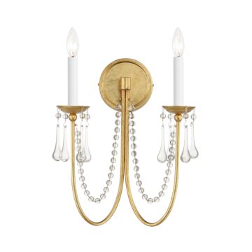 Plumette Two Light Wall Sconce in Gold Leaf by Maxim