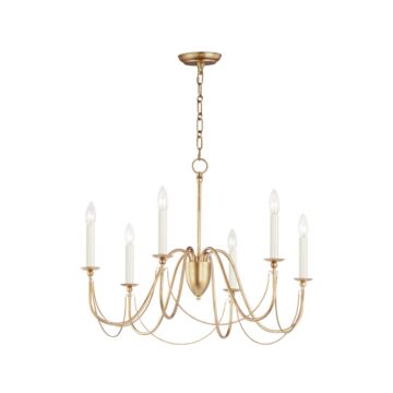 Plumette Six Light Chandelier in Gold Leaf by Maxim