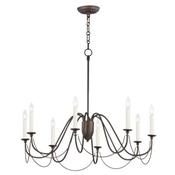 Plumette Eight Light Chandelier in Chestnut Bronze by Maxim