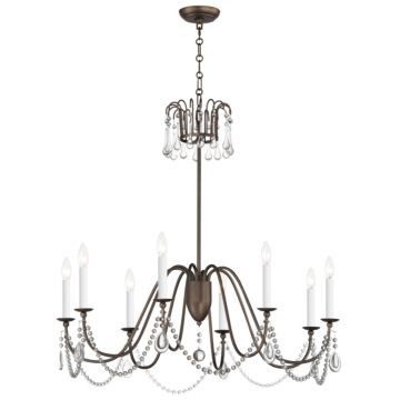 Plumette Eight Light Chandelier in Chestnut Bronze by Maxim