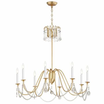 Plumette Eight Light Chandelier in Gold Leaf by Maxim