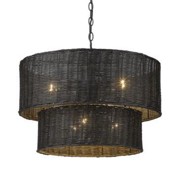Erma Six Light Chandelier in Matte Black by Golden