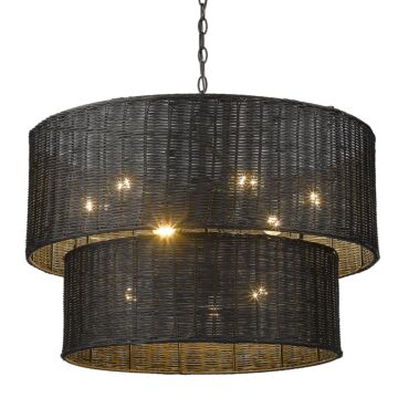 Erma Nine Light Chandelier in Matte Black by Golden