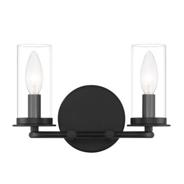 Hudson Heights 2-Light Bathroom Vanity Light in Matte Black