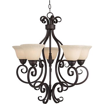 Manor Five Light Chandelier in Oil Rubbed Bronze by Maxim
