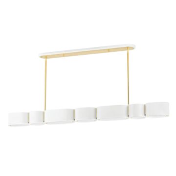 Opal Seven Light Linear in Soft White Vintage Brass by Corbett Lighting