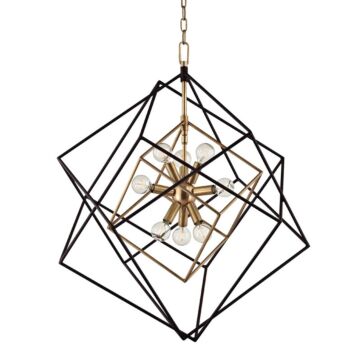 Roundout Nine Light Pendant in Aged Brass by Hudson Valley