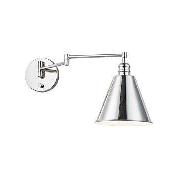 Library One Light Wall Sconce in Polished Nickel by Maxim