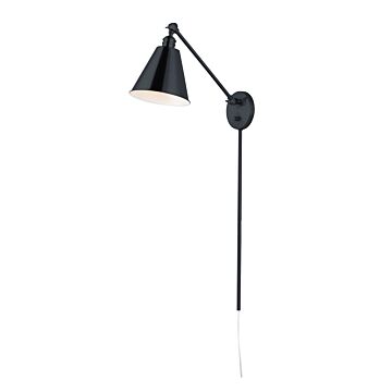 Library One Light Wall Sconce in Black by Maxim