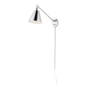 Library One Light Wall Sconce in Polished Nickel by Maxim