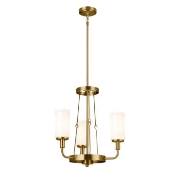 Vetivene Three Light Mini Chandelier in Natural Brass by Kichler