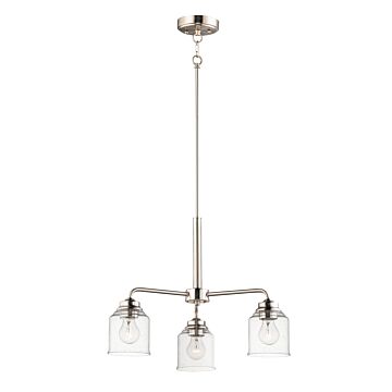 Acadia Three Light Semi Flush Mount Chandelier in Satin Nickel by Maxim