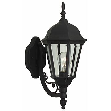 Leaded Straight Glass Cast One Light Wall Mount in Textured Black by Craftmade