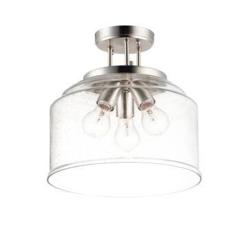 Acadia Three Light Semi Flush Mount in Satin Nickel by Maxim