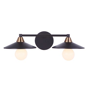 Isaac Two Light Vanity in Flat Black Satin Brass by Craftmade