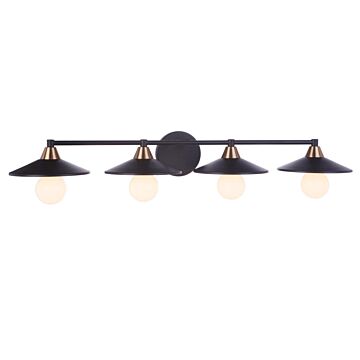 Isaac Four Light Vanity in Flat Black Satin Brass by Craftmade