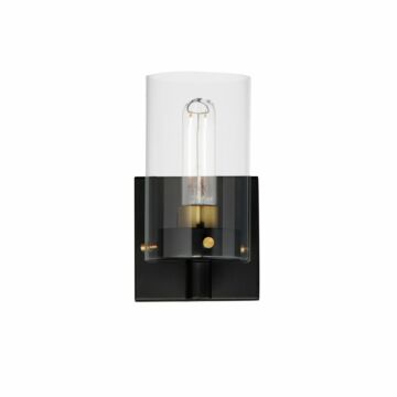 Pinn One Light Wall Sconce in Black   Satin Brass by Maxim