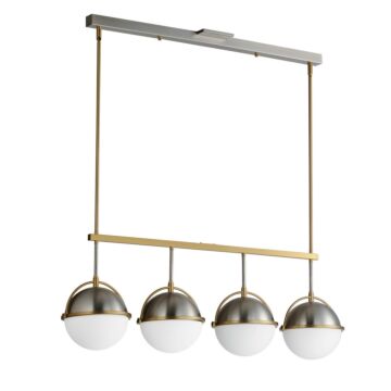 Duke Four Light Linear Pendant in Satin Nickel   Satin Brass by Maxim