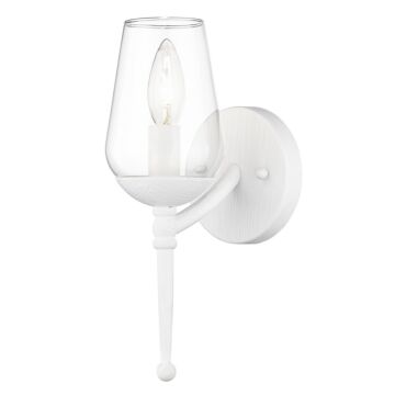 Regent One Light Wall Sconce in Textured White Plaster by Golden