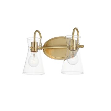 Ava Two Light Bath Vanity in Natural Aged Brass by Maxim