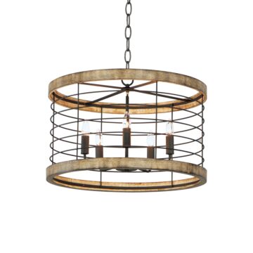 Homestead Five Light Chandelier in Driftwood   Black by Maxim