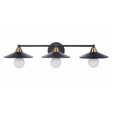 Isaac Three Light Vanity in Flat Black Satin Brass by Craftmade