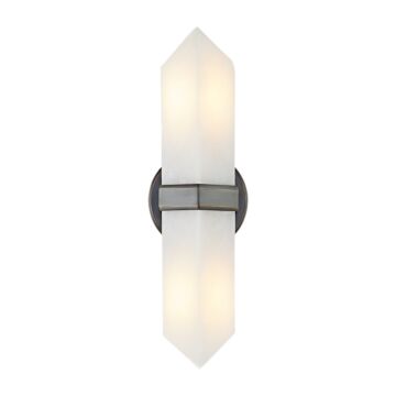 Valencia Two Light Vanity in Urban Bronze Alabaster by Alora