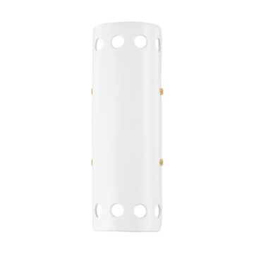 Jean Wall Sconce in Aged Brass Ceramic Gloss White by Mitzi