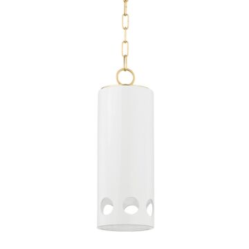 Jean Pendant in Aged Brass Ceramic Gloss White by Mitzi