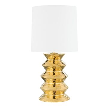 Zoe One Light Table Lamp in Aged Brass Ceramic Gold by Mitzi