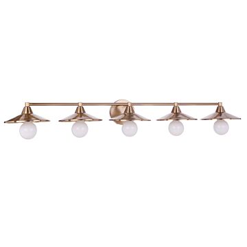Isaac Five Light Vanity in Satin Brass by Craftmade