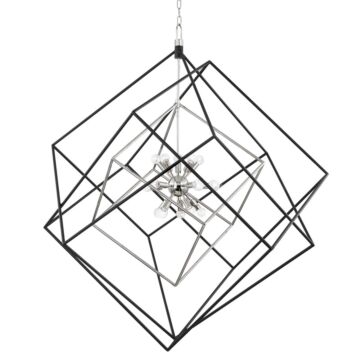 Roundout 15 Light Pendant in Polished Nickel Black by Hudson Valley