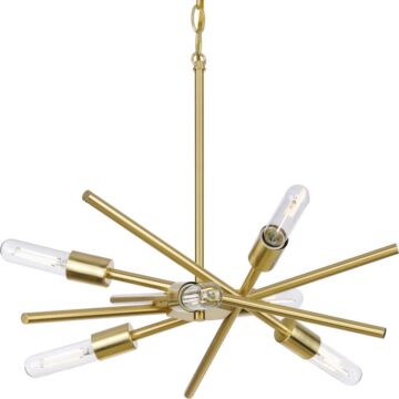Astra 6-Light Chandelier in Satin Brass