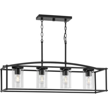 Swansea 4-Light Outdoor Island Chandelier in Matte Black