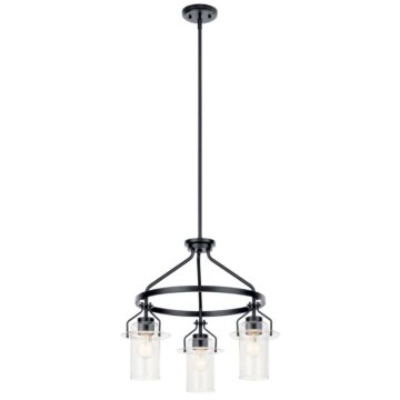Everett Three Light Chandelier in Black by Kichler