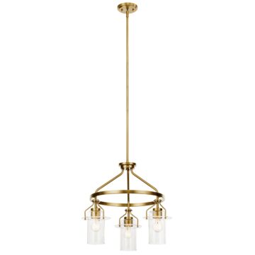 Everett Three Light Chandelier in Brushed Brass by Kichler