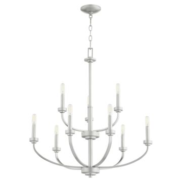Reyes Nine Light Chandelier in Classic Nickel by Quorum International