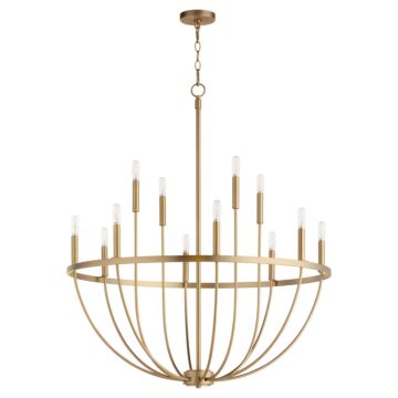 Tribute 12 Light Chandelier in Aged Brass by Quorum International