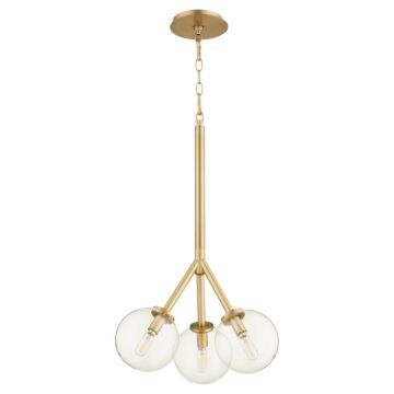 Rovi Three Light Pendant in Aged Brass by Quorum International