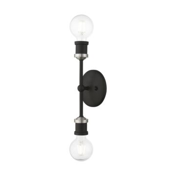 Lansdale 2-Light Bathroom Vanity Sconce in Black w with Brushed Nickel
