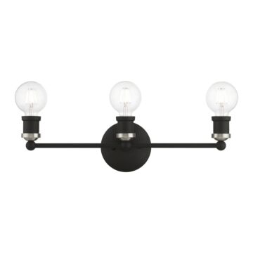 Lansdale 3-Light Bathroom Vanity Sconce in Black w with Brushed Nickel
