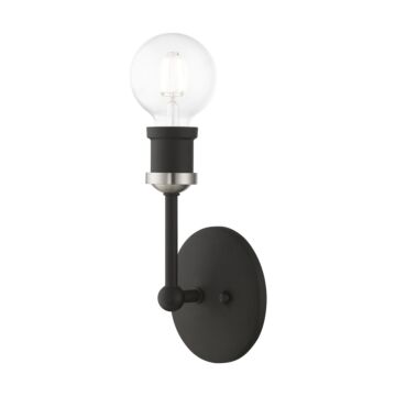 Lansdale 1-Light Bathroom Vanity Sconce in Black w with Brushed Nickel
